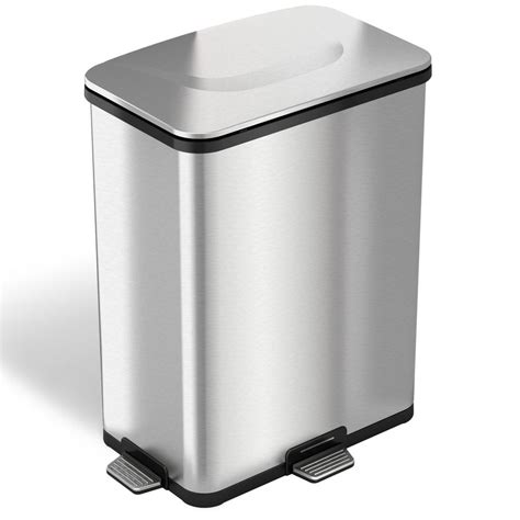 iTouchless 13 Gal. Fingerprint-Proof Stainless Steel Step-Sensor Trash Can-ST13RTF - The Home Depot