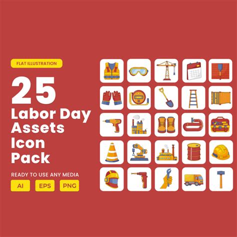 Labour Day 2D Icon Illustration Set Vol 1 - MasterBundles