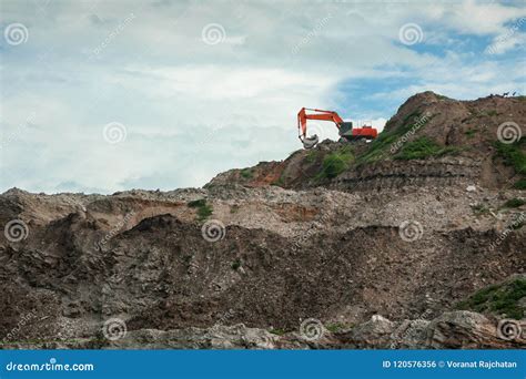 Backhoe are working stock photo. Image of outdoor, material - 120576356