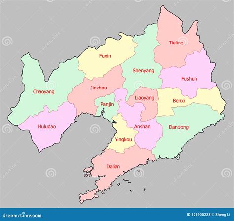 Map of Liaoning Province, China Stock Vector - Illustration of atlas ...