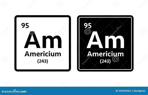 Americium Symbol. Chemical Element of the Periodic Table. Vector Stock ...