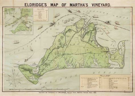 A decorative map of Martha's Vineyard - Rare & Antique Maps