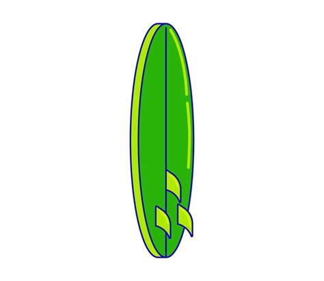 Premium Vector | Green surfboard standing upright with a blue outline ...