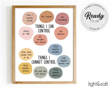 Digital Prints Classroom Poster Things I can control poster Therapy Counseling Wall Art ...