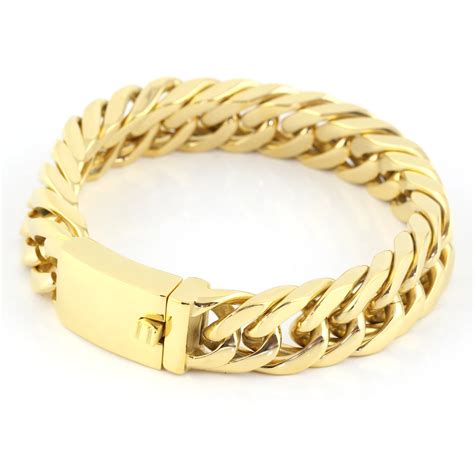 men s bracelets 2016 NEW 22mm Mens Chain Boys Bracelet Gold mens bracelets stainless steel and ...