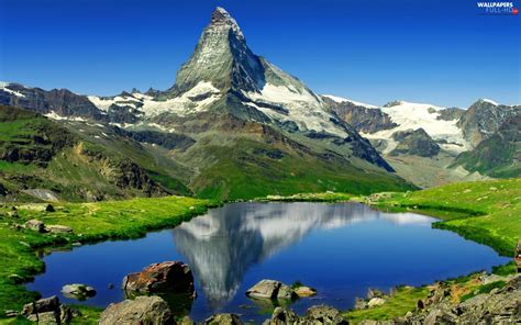 Switzerland, Matterhorn, Mountains, lake - Full HD Wallpapers: 1920x1200