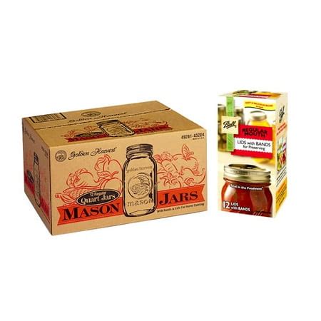 Golden Harvest Quart Mason Jars, Lids and Bands, 12-Pack - Walmart.com