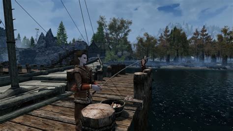 Skyrim mod overhauls fishing, includes a third-person mode