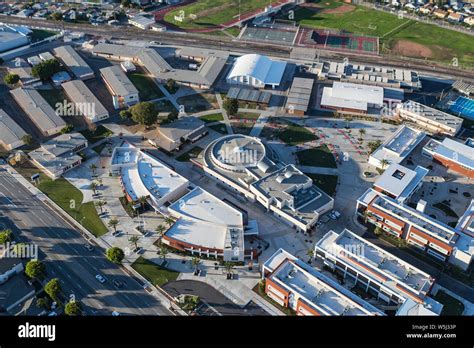 Hawthorne, California, USA - December 17, 2016: Aerial view of the Hawthorne High School campus ...