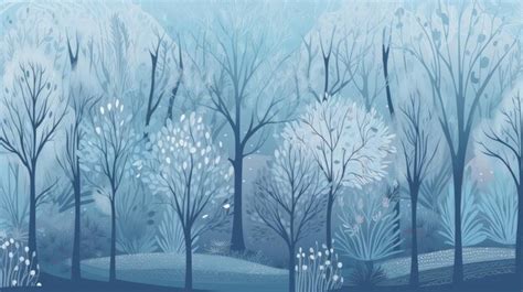 Premium AI Image | A painting of a winter scene with trees and snow