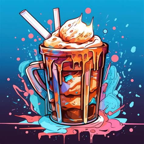 Premium AI Image | Iced coffee in an art style