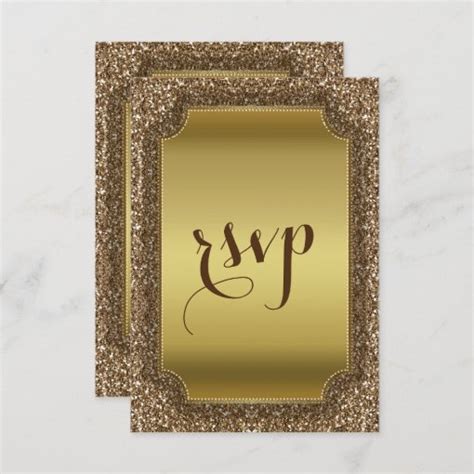 Wedding Invitations | Gold Glitter Custom RSVP | Zazzle