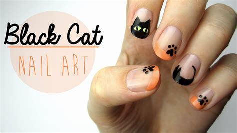 Nail Art: Black Cat Design - YouTube