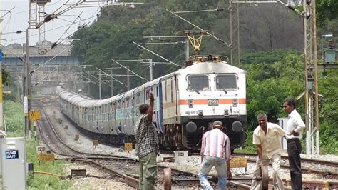 BRINDAVAN EXPRESS WITH SINGLE AC COACH (12639) LGD WAP7 - YouTube