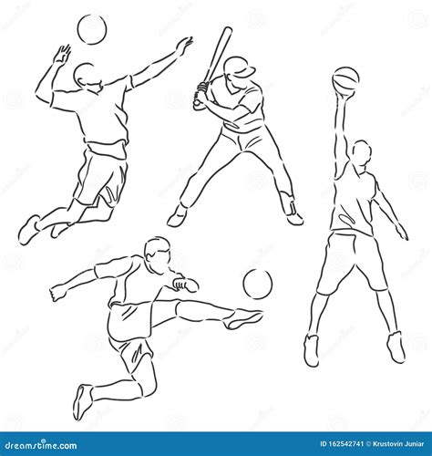 Simple Sketch of Various Sports Athletes Vector Stock Vector ...