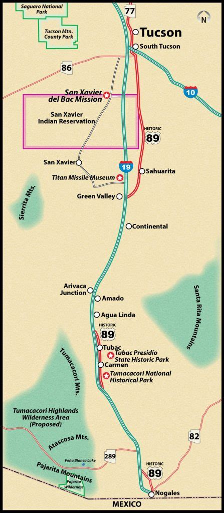 Nogales Tucson Map | US Route 89