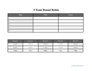 5 Team Round Robin Template Download Printable PDF | Templateroller