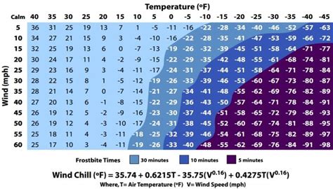 The Wind Chill Chart | Wind chill, Chart, Temperature chart