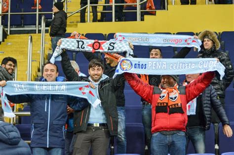 KHARKIV, UKRAINE - FEB 23: Fans and Supporters of Celta De Vigo ...