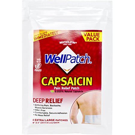 5 Pack - Mentholatum WellPatch Capsaicin Pain Relief Patches, 4 count ...