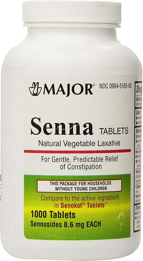 Buy Major ceuticals Senna Natural Vegetable 8.6mg s, 1000 Count Online ...