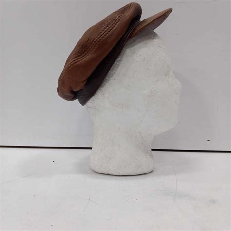 Vintage NACCA DACCA Brown Leather Newsboy Hat Cap - Gem