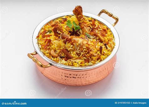 Chicken Biryani in Brass Serving Bowl Stock Image - Image of tandoori ...