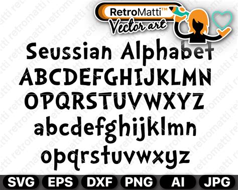 Seussian Alphabet Dr. Seuss SVG | retromatti made and designed in canada