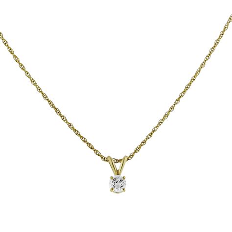 14k Yellow Gold Round Brilliant Diamond Pendant Necklace