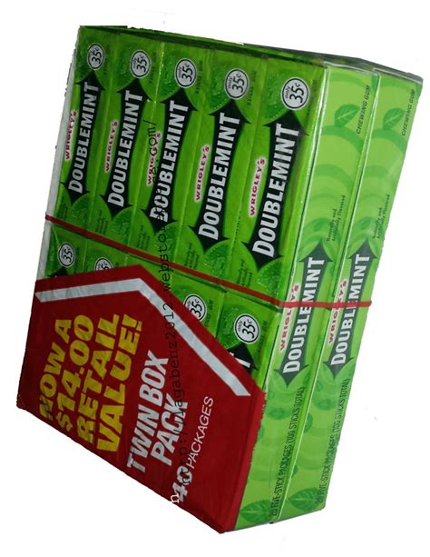 Wrigleys Doublemint Chewing Gum Gummy Candy Wrigley’s Twin Box Pack 40 ...