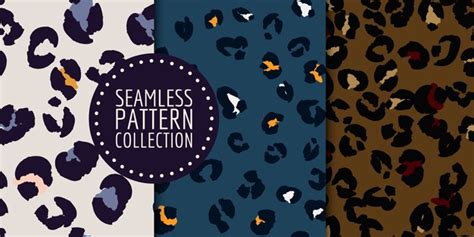 Premium Vector | Handdrawn leopard spots seamless pattern set