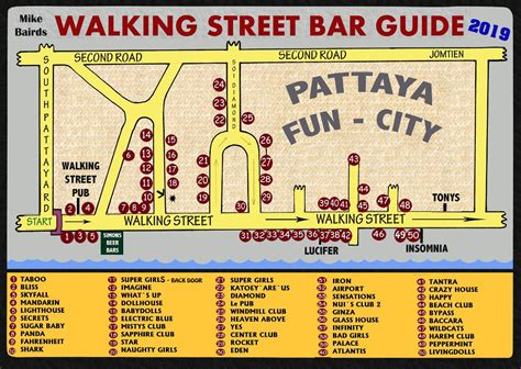 2019 Walking Street Map - Pattaya Unplugged