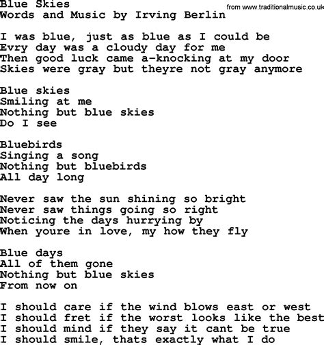 Pete Seeger song - Blue Skies lyrics