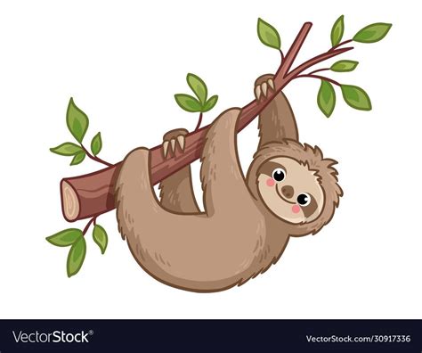 Sloth Cartoon, Cute Cartoon, Cute Sloth Pictures, Tree Sloth, Sloth Drawing, Hanging Sloth ...