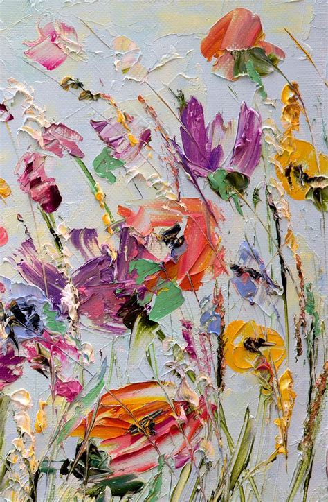 Oil Painting Flowers Palette Knife Painting on Canvas Abstract Flower ...