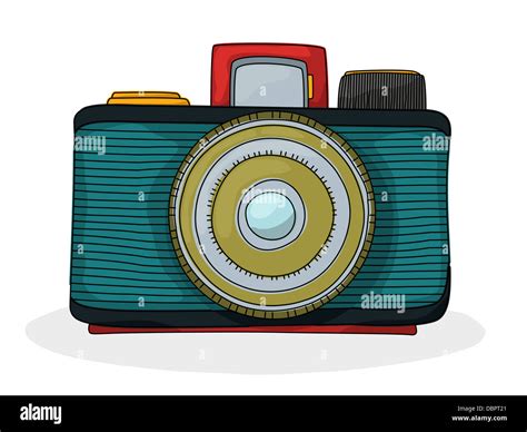 Retro style cartoon photo camera drawing over white background Stock Photo - Alamy