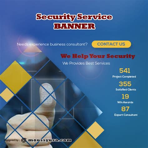 3+ Security Service Banner free template in PSD | Mous Syusa