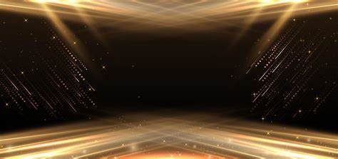 Abstract elegant gold glowing with lighting effect sparkle on black background. Template premium ...