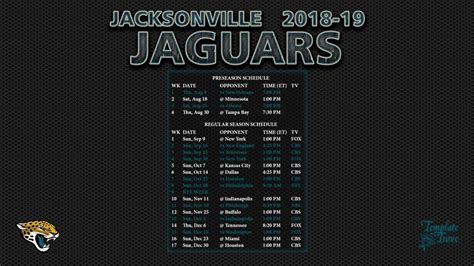 2018-2019 Jacksonville Jaguars Wallpaper Schedule