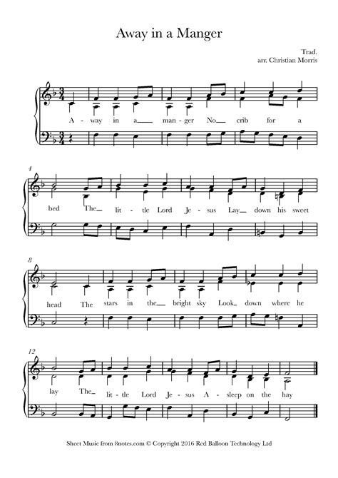 Away in a Manger (Easy) Sheet music for Piano - 8notes.com