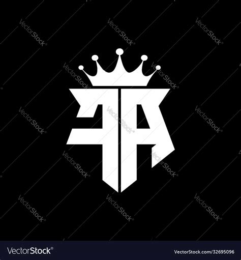 Fa logo monogram shield shape with crown design Vector Image