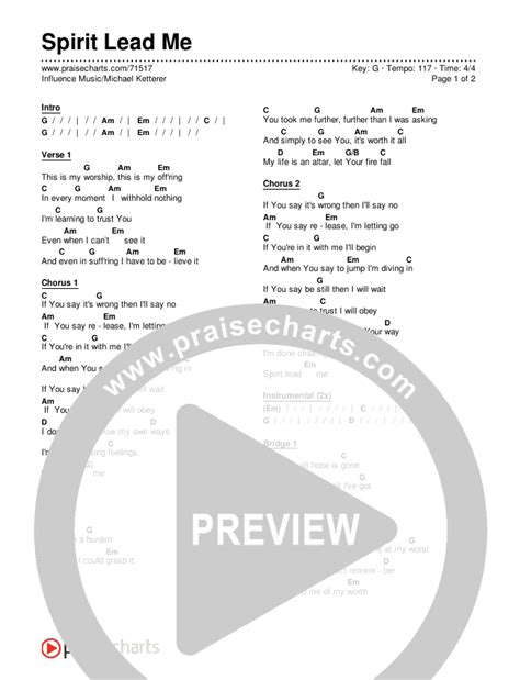 Spirit Lead Me Chords PDF (Influence Music / Michael Ketterer ...