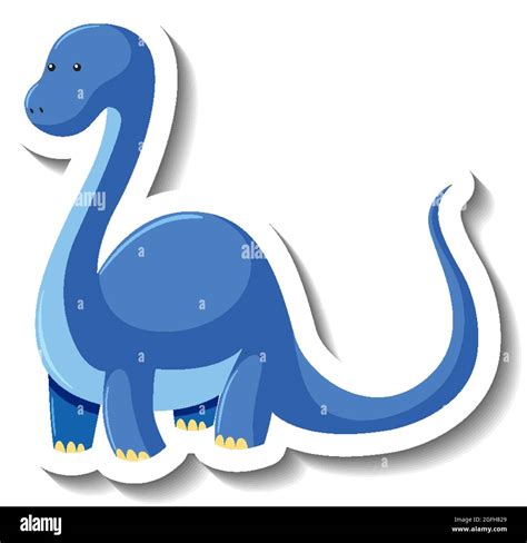 Cute blue dinosaur cartoon character sticker illustration Stock Vector ...