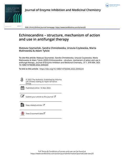 (PDF) Echinocandins – structure, mechanism of action and use in ...