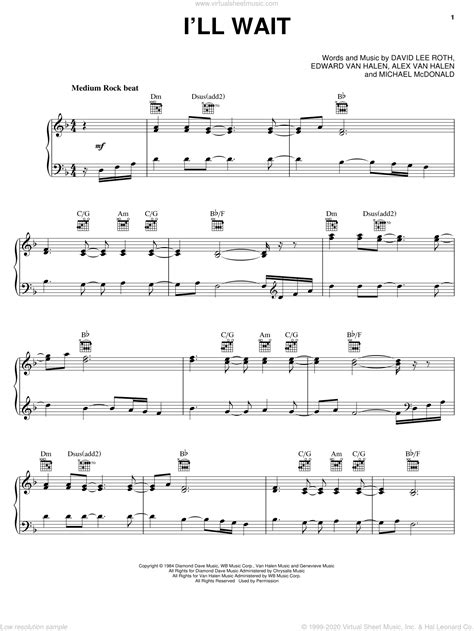 Van Halen - I'll Wait sheet music for voice, piano or guitar