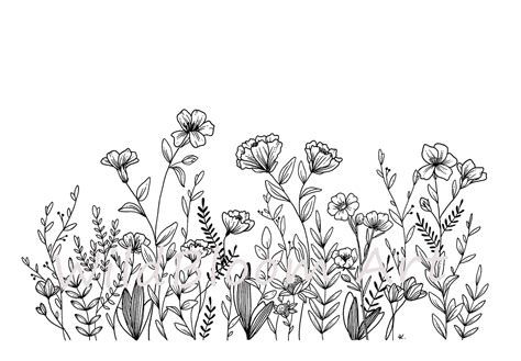 Wildflowers Medley Wall Art Hand Drawn Florals Wildflower - Etsy