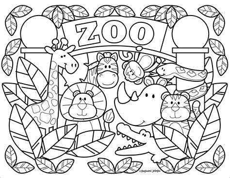 Zoo Animals Coloring Page for Kids - ColoringBay
