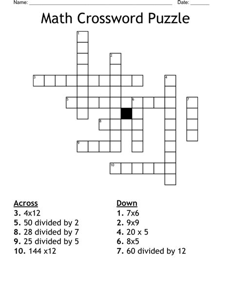 Maths Crossword Puzzles