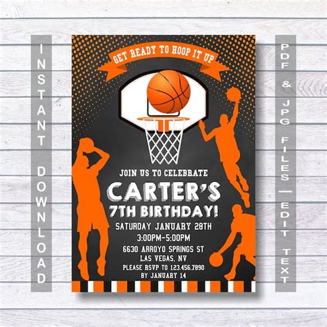 Basketball Invitations Basketball Birthday Invitation