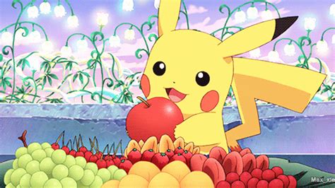 Pikachu eating apple GIF on GIFER - by Windraven